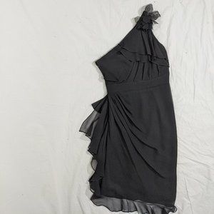 Badgley Mischka One Shoulder Silk Dress Size 2